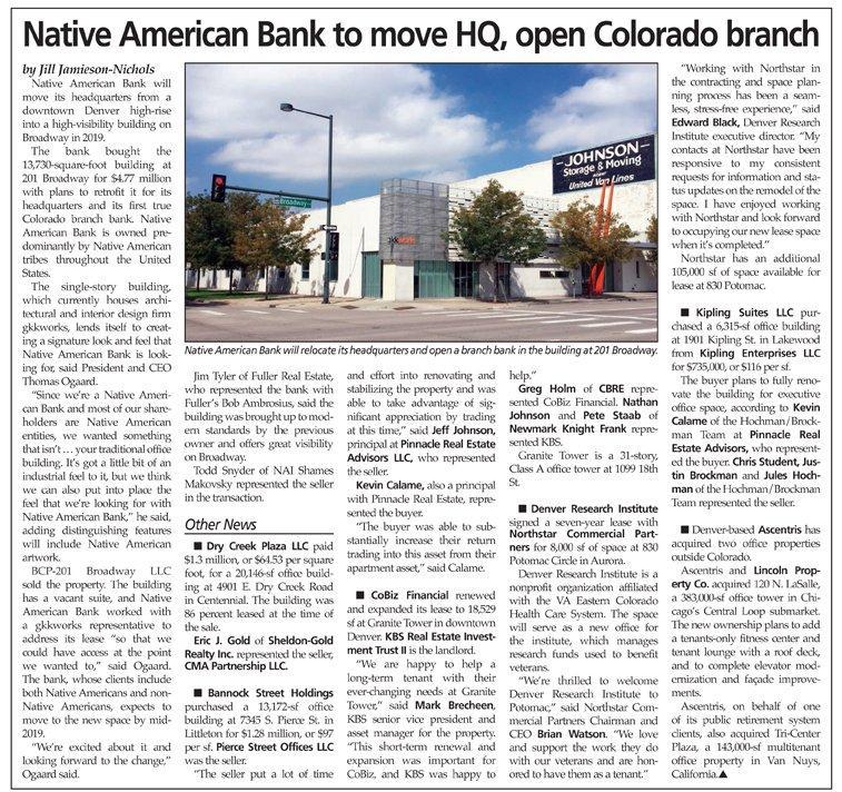 article about Native American bank purchase