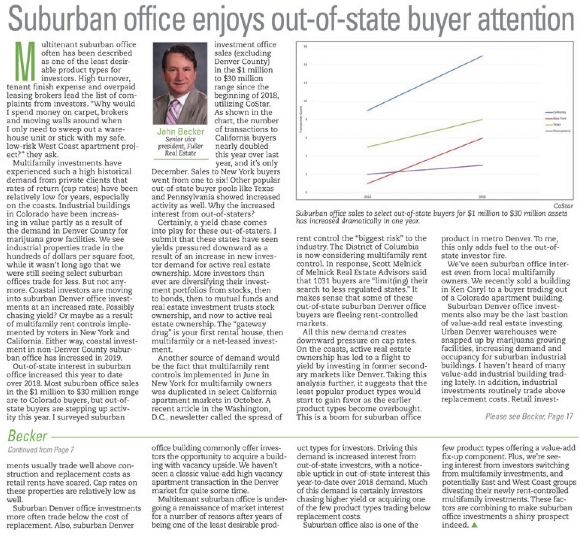 article about suburban sales