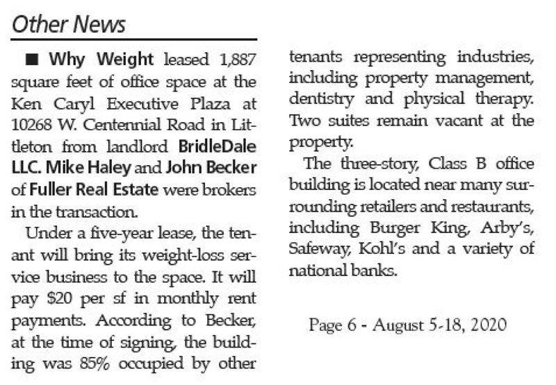 article about Centennial lease