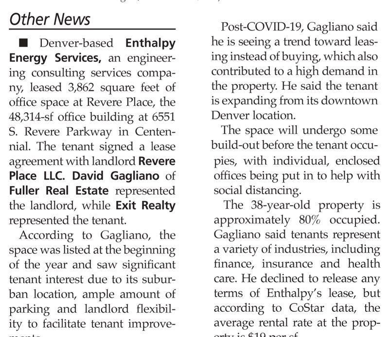 article about Revere Place lease