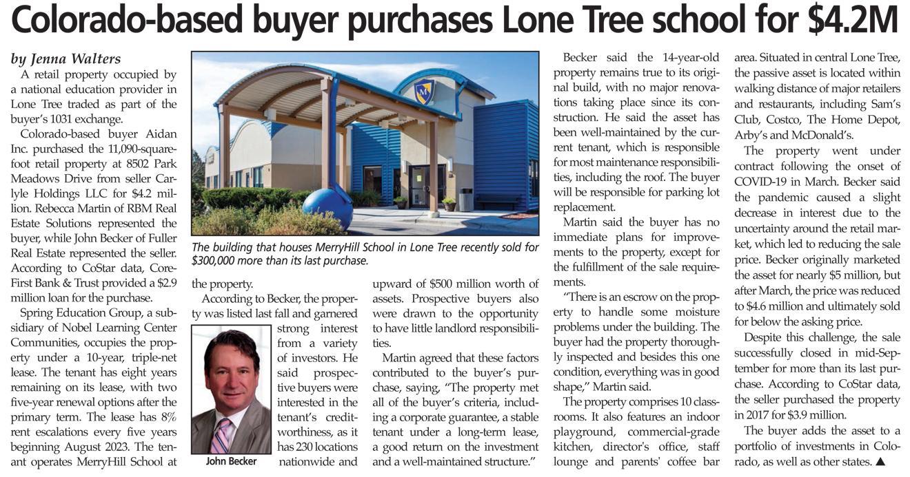 article about lone tree sale