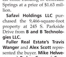 article about Parkside sale