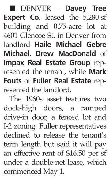 article about Glencoe lease