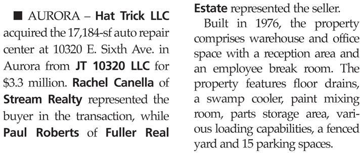 Aurora Auto Repair Building Sells | Fuller Real Estate